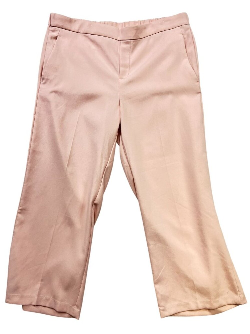 Old Navy Womens Wide Leg Cropped Pants Size 14 Pink Peach Trouser Pull On Casual